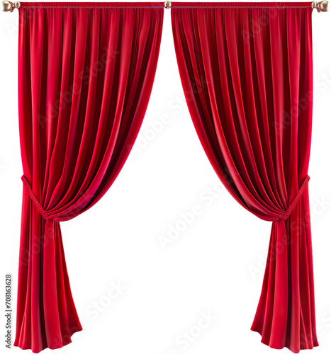 red curtains isolated transparent background