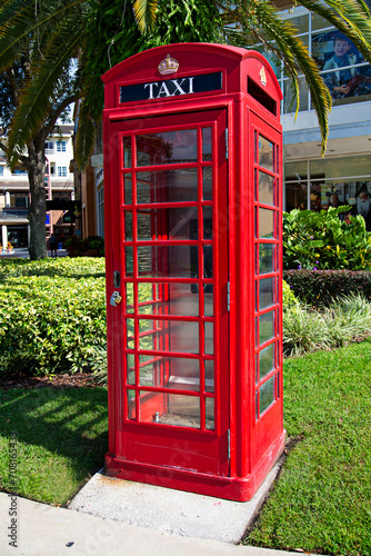 Red British Telephone Booth Repurposed as Taxi Stand