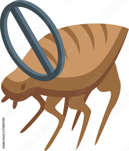 No flea on pet icon isometric vector. Flea collar. Leash protection