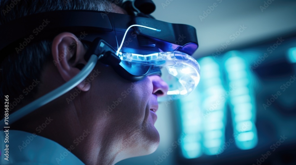 Extreme closeup of a patients tooth being digitally manipulated on an AR headset screen during a consultation. Extreme closeup of a patients tooth being digitally manipulated on an AR headset screen during a consultation.