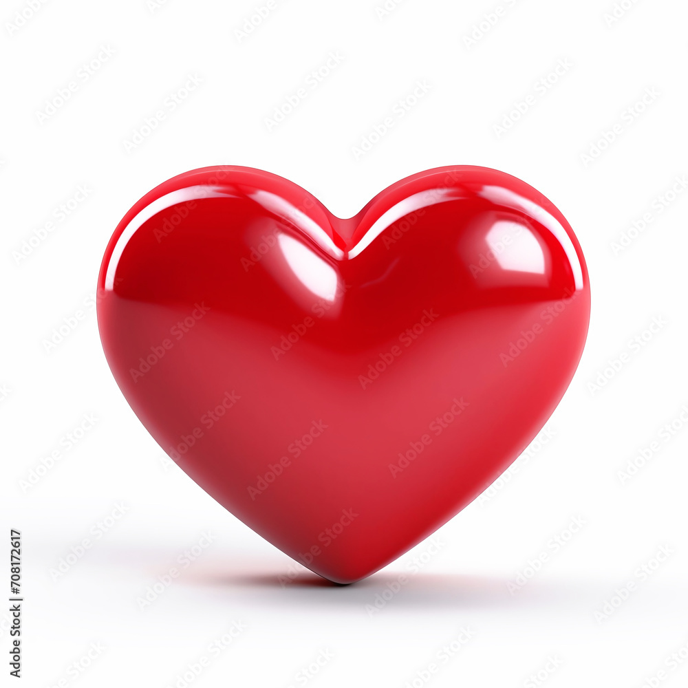 3d red heart isolated on white background. Happy Valentine's day..
