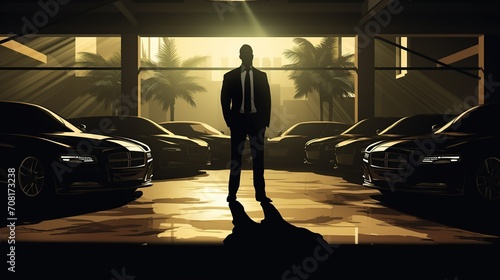 A billionaire man in an underground parking lot photo