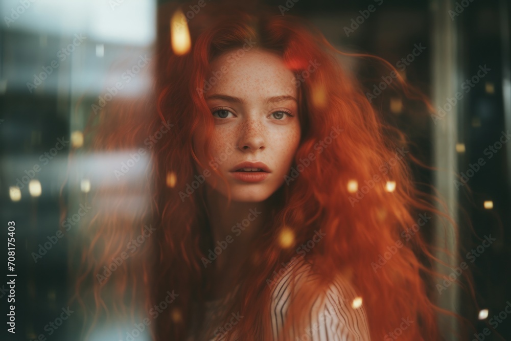 Woman on blured bokeh background Woman on blured bokeh background