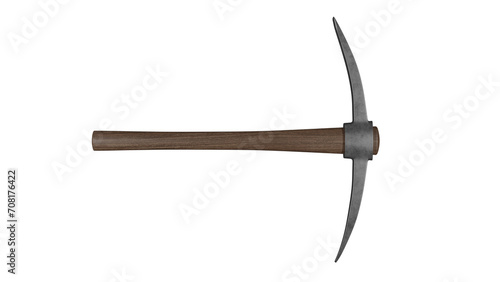 Foto Mining pick or pickaxe with dark wood handle isolated on transparent and white background
