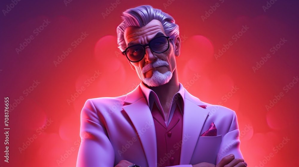 3d illustration of arrogant man on red cinematic background 3d illustration of arrogant man on red cinematic background