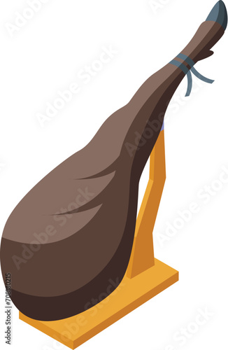 Jamon on wooden stand icon isometric vector. Sesame hamon. Leg gourmet