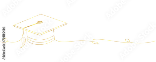 Vector graduation cap line art