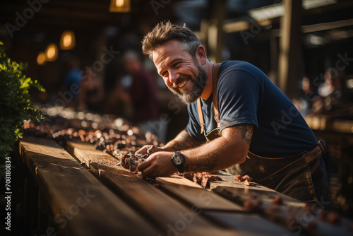 Master in a carpentry workshop
