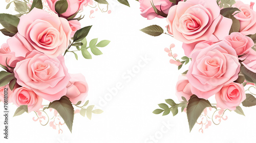 Pink rose flower composition background  decorative flower background pattern  floral border background