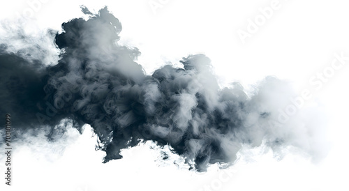 black smoke in the air on white background 