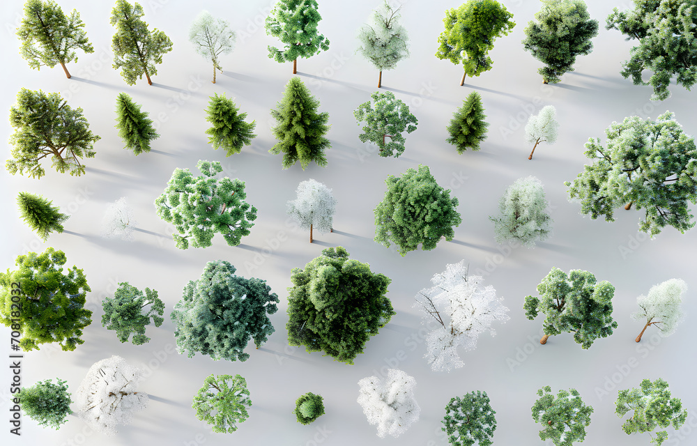 Fototapeta premium an array of different trees in different positions