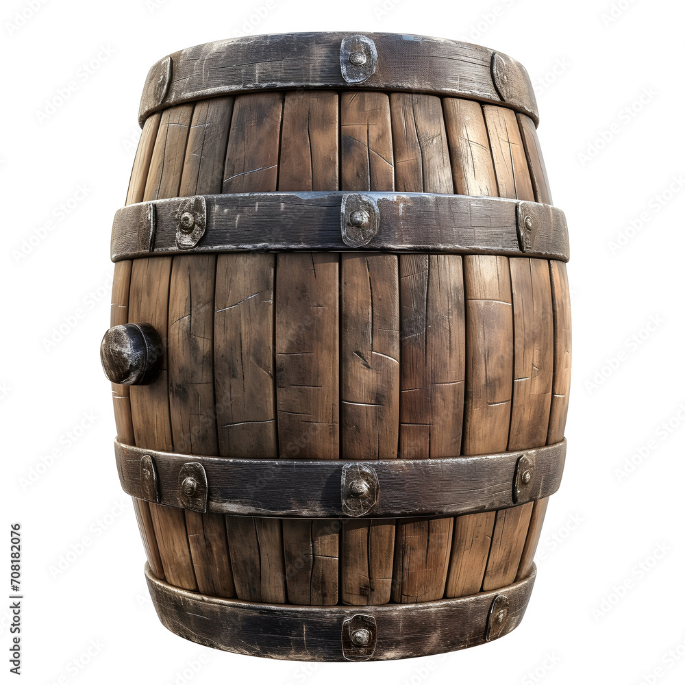 Fototapeta premium old wooden barrel isolated on white