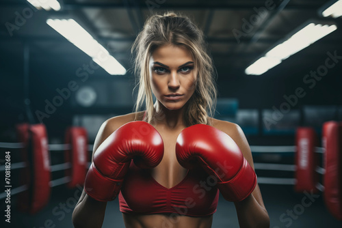 Boxer Woman in the Boxing Ring © imagemir