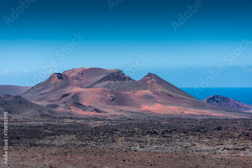 Volcanic landscape of Timanfaya National Park, Lanzarote, Canary Islands, Spain