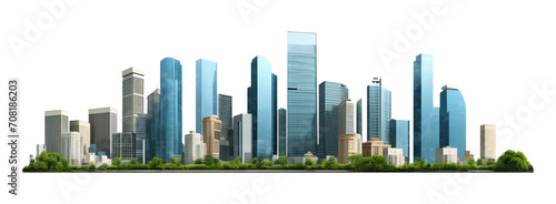 City Building Skyline Isolated on Transparent Background
