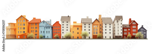 Town Houses Skyline Isolated on Transparent Background
 photo