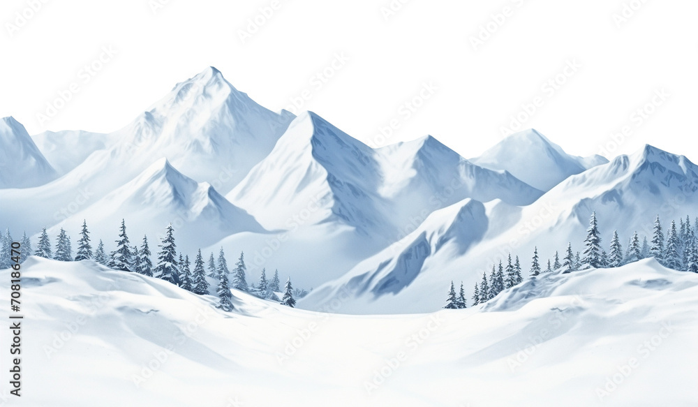 Snow Mountain for Nature Background Isolated on Transparent Background
