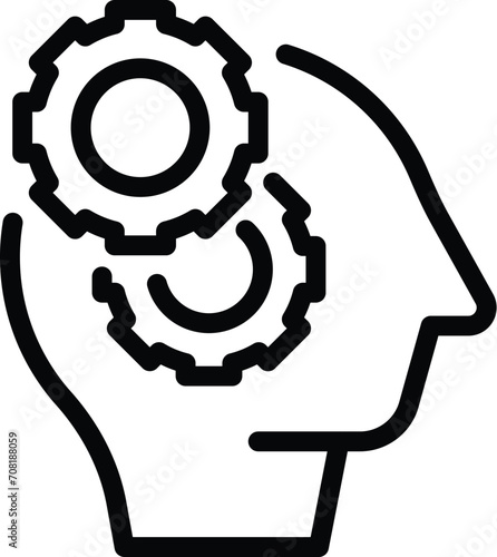 Brainstorming idea gear icon outline vector. Head social esg. Smart future