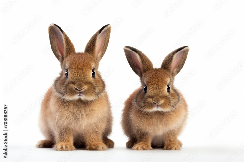 little rabbits isolated on a white background