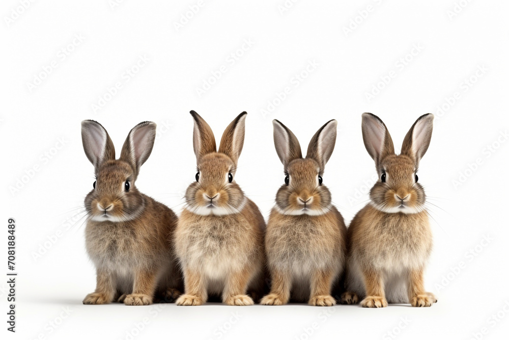 little rabbits isolated on a white background