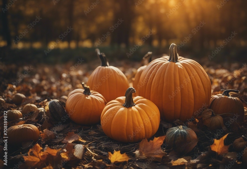 Fall copy space with pumpkins and corn Fall copy space with pumpkins and corn
