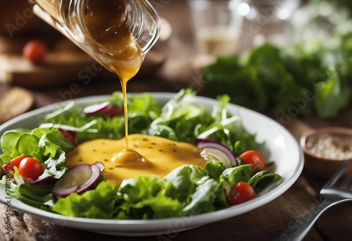 Homemade honey mustard salad dressing photo
