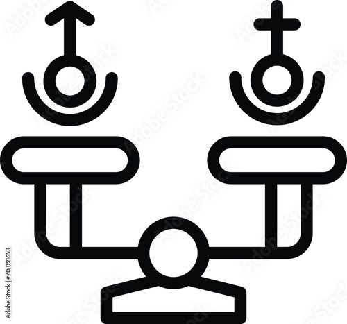 Equality smart scales people icon outline vector. City economy. Society esg