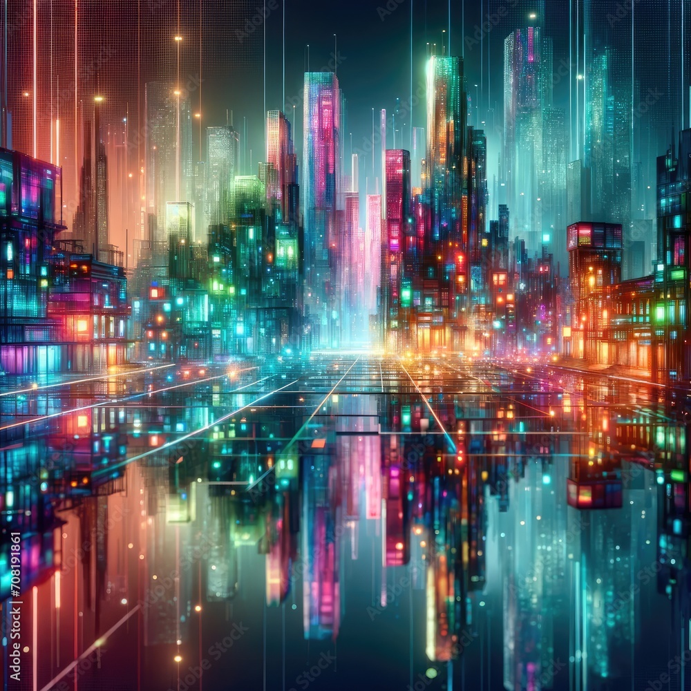 Futuristic Neon Asian Cityscape