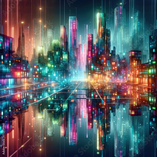 Futuristic Neon Asian Cityscape