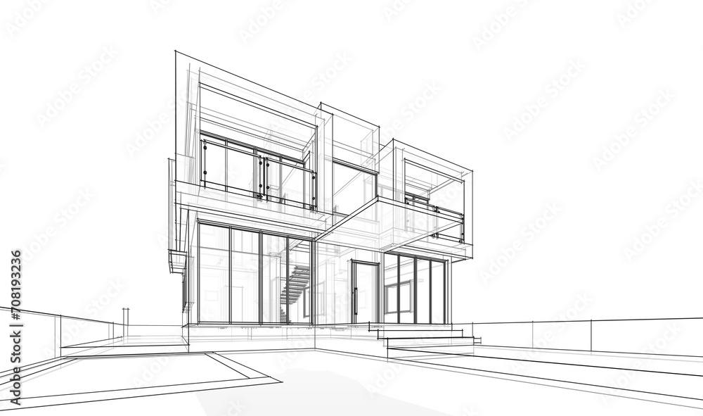 3d render of a building