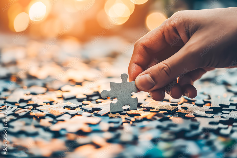 People holds in hand a jigsaw puzzle. Business solutions, success and strategy. New business ideas that, with the help of several people, are gaining traction. People holds in hand a jigsaw puzzle. Business solutions, success and strategy. New business ideas that, with the help of several people, are gaining traction.