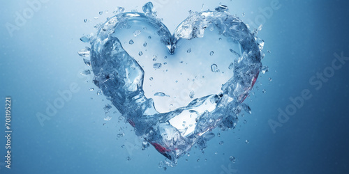 Water splash in the form of a heart. Isolated on white background. 3d rendering heart made from splash water.