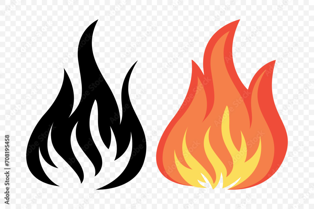 Flat Vector Fire Flame Icon Set. Campfire Shape Sign, Isolated. Bonfire Collection. Vector Illustration Flat Vector Fire Flame Icon Set. Campfire Shape Sign, Isolated. Bonfire Collection. Vector Illustration