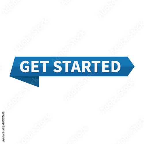 Get Started Blue Ribbon Rectangle Shape For Advertisement Action Business Marketing Social Media Information Announcement
