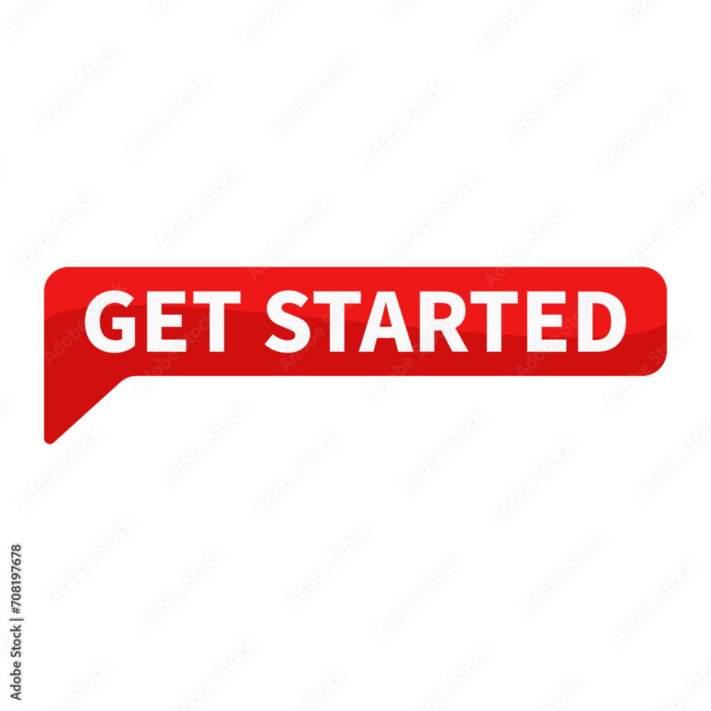 Get Started Red Rectangle Shape For Promotion Action Business Marketing Social Media Information Announcement
