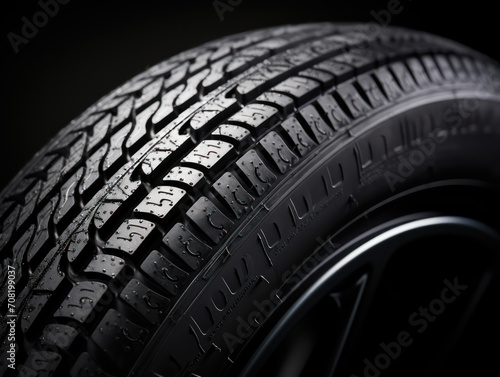 Closeup of tire texture isolated on black background © Kedek Creative