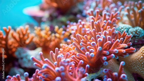 The intricate patterns of dying coral on a closeup of a reef, signifying the devastating impact of ocean acidification.