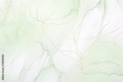abstract pattern in alcohol ink sage green and gold colors wallpaper background  photo