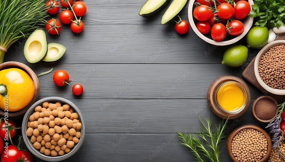 Panorama of healthy fresh ingredients for pet food Panorama of healthy fresh ingredients for pet food