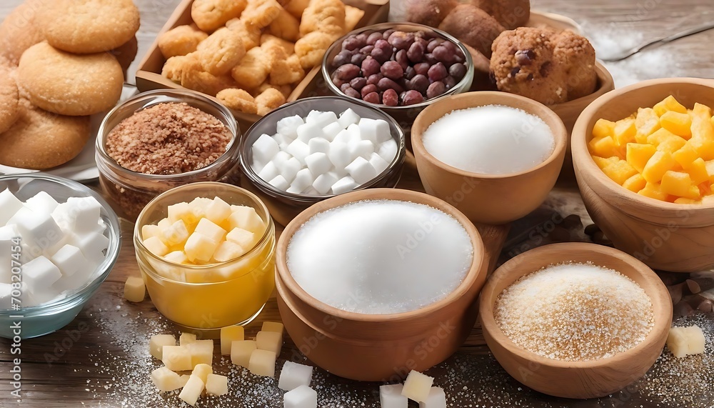 Selection of food high in sugar Selection of food high in sugar
