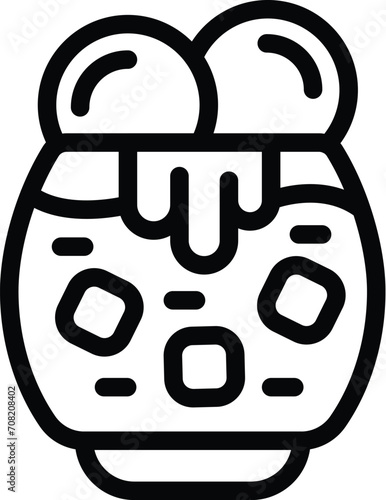 New cold coffee icon outline vector. Frappe glass. Dark dairy
