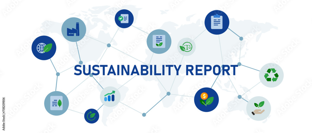 sustainability report responsibility for environment ecology natural business industry - obrazy, fototapety, plakaty 