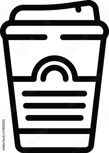Cup beverage coffee icon outline vector. Straw cream. Bar beverage drink