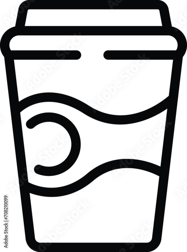 Coco coffee cup icon outline vector. Straw bar. Take away