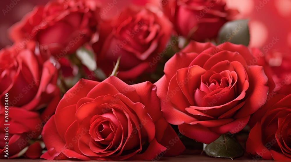 red roses on light pink illuminated by the sun background and bokeh with copy space. Valentines day, birthday or anniversary. red roses on light pink illuminated by the sun background and bokeh with copy space. Valentines day, birthday or anniversary.