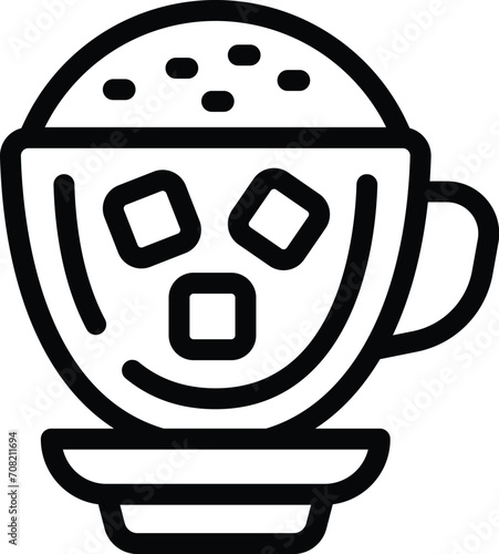 Cold drink cup icon outline vector. Cream ice coffee. Dark dairy
