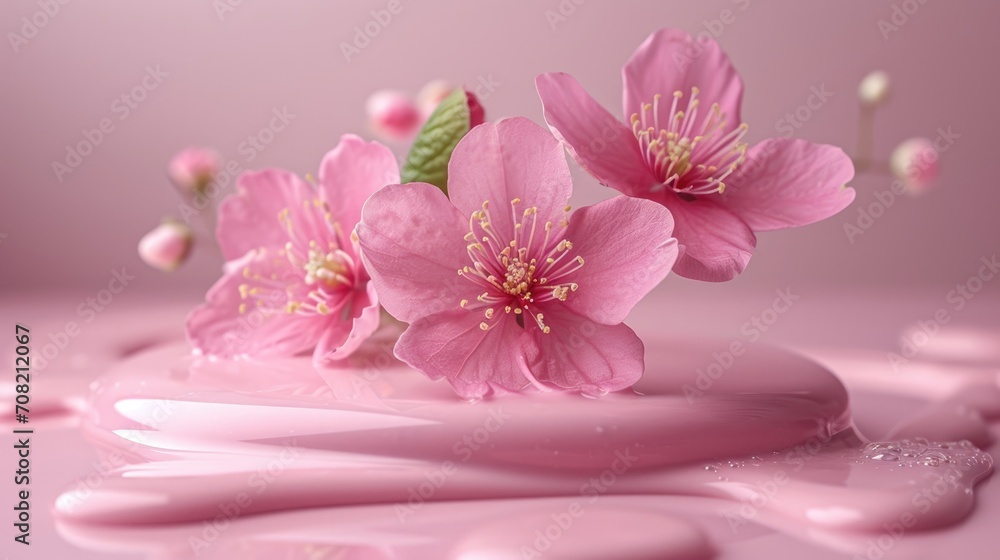 Podium in the flower background. Studio podium for product advertising. Stage stand. Blank podium. Display platform Podium in the flower background. Studio podium for product advertising. Stage stand. Blank podium. Display platform