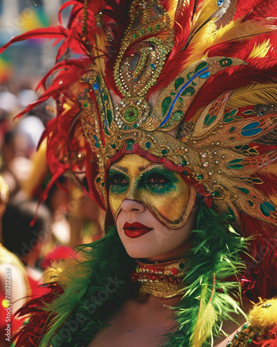 woman in carnival mask. Generative AI 