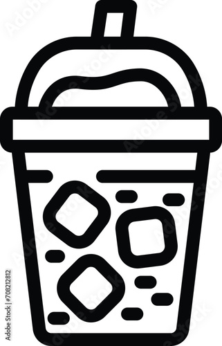 Americano cold coffee icon outline vector. Drink latte. Cream mug take