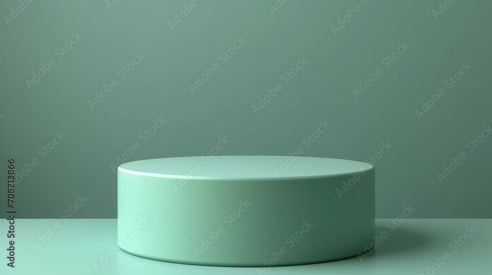 Podium in the green background. Studio podium for product advertising. Stage stand. Blank podium. Display platform Podium in the green background. Studio podium for product advertising. Stage stand. Blank podium. Display platform